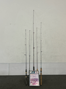 (5) Fishing Poles and Salt Water Power Bate