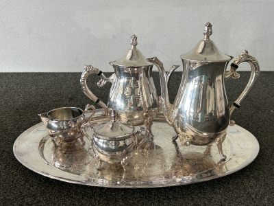 (5) Piece Silver Tray Set
