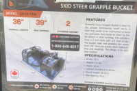 New 2023 Wolverine Skid Steer Grapple Bucket Model: GB-11-72W - 3