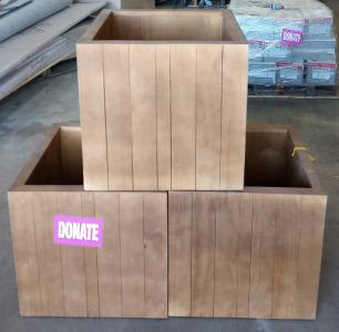 (3) Wooden Planter Boxes 19"x19"x19"