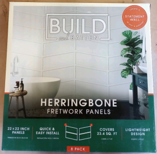 Build and Batten Herringbone Fretwork Panels 23.4 Square feet