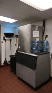 41½"x 32"x 86½" Hoshizaki America Inc. Ice Machine w/ (2) Ice Buckets & Mop/Broom Rooms