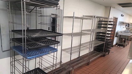 (2) Metal Rack Shelves (2) Bread Carts With Trays And More!!