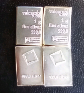 (4) Grams of Valcambi Suisse Fine Silver 999,0 Essayer Fonduer