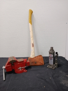 (1) AX, (1) vice, (1) Hydraulic Jack 3 Ton
