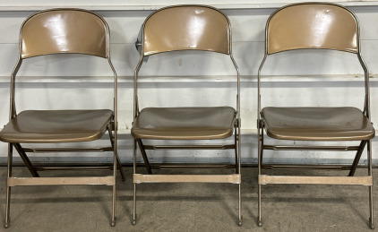 (3) Durable Metal Folding Chairs