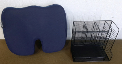 (1) GGUH Orthopedic Seat Cushon & (1) Metal Desk Organizer W/ Drawer