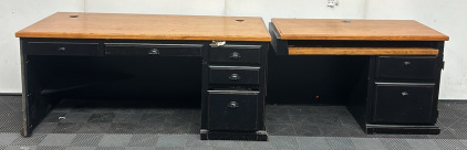 (1) Wooden Office Desk (1) Wooden Office Desk Piece