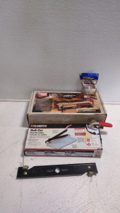 Porter Cable 12" Dovetail Machine, Roberts Quil- Cut Vinyl Tile Cutter, 16" Blade Cover for Lawn Mower & Non-Stick Floor Finish Additive