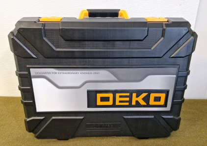 (1) DEKOPRO 128 Piece Tool Set-General Household Hand Tool Kit, Auto Repair Tool Set, With Plastic Toolbox Storage Case