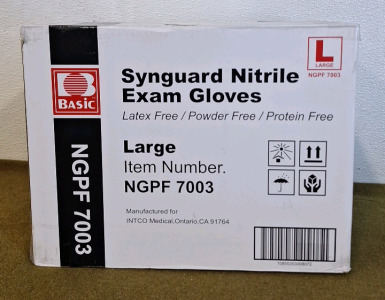 (1) Case Of (10) 100-Count Boxes Of Synguard Nitrile Exam Gloves, Large