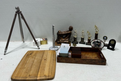(1) Assorted home goods & Trophies