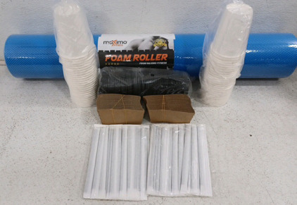 (1) Maximo Fitness Foam Roller (1) 50-Pack Coffee Cups, Lids, Sleeves & Stir Sticks
