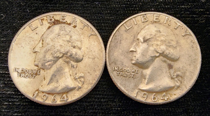 (2) 1964 90% Silver Washington Quarters- Verified Authentic