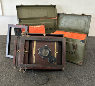 Antique Eastman 2-D Military View Camera with (2) Boxes Of Film Holders (8x10 and 5x7)