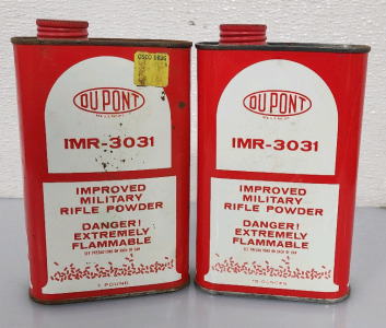 Du Pont IMR-3031 Rifle Powder- Open, One Mostly Full And One About Half