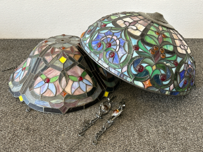 (2) Leaded Stained Glass Style Lamp Shades
