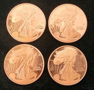 (4) Liberty Copper 1oz Coins- Unverified