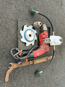 Milwaukee Drill, 1/2" Drill Chuck, Nail Puller, Propane Tank Hose Splitter And Dado Blade