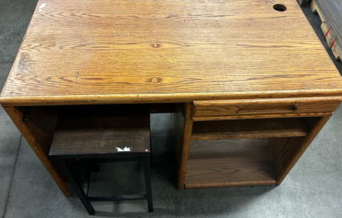 Light Wooden Desk And Stool