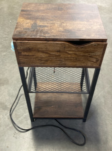 Black End Table With Charging Station (BBFN)