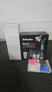 (1) Mueller Multi Stick 4-in-1 Hand Blender (1) Set of 4 Pill Boxes (1) Set of NutriBullet Replacements