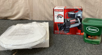 SCOTTS TURF BUILDER HAND HELD FERTILIZER SPREADER, CRAFTSMAN 120 VOLT INFLATOR, AMERICAN STANDARD WHITE REPLACEMENT TOILET SEAT.