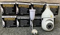 (8) LIGHT SOCKET SECURITY CAMERAS, EXTENSION SOCKET.