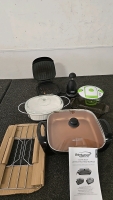 (1) Bentwood Pan without Cord (1) Pyrex Loaf Pan and More