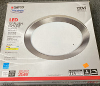 SATCO 13” FLUSH MOUNT LED LIGHT, BLACK AND DECKER CORDLESS HEDGE TRIMMER (UNTESTED NEEDS A BATTERY), 36” X 25’ GARDEN NETTING. - 2