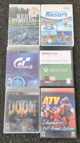 (2) PS3 Games, (2) WII Games, Xbox 1 Game, Classic PC Game