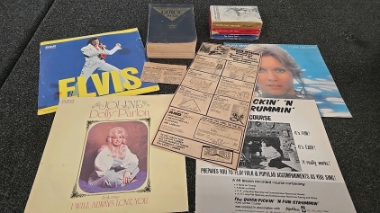 (4) Records (1) Heating, Venting, and Insulation Guide From 1938 (1) Set of 3 Carl Sandburg's Abraham Lincoln Books (2) Newspaper Cutouts