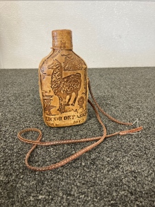 Leather Covered Glass Flask