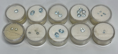 (25) Round And Oval Cut And Faceted Blue Topaz Gemstones Sizes 8mm To 3mm