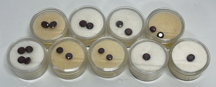 (17) Round And Oval Cut And Faceted Synthetic Rubies Sizes 7mm To 5mm