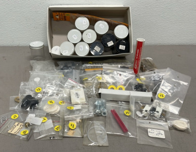 Large Lot Of Rock/ Gemstone Polishing Shop Supplies Including Storage Jars, Buffing Pads, Buffing Compound, Gold Testing Stone + Much More
