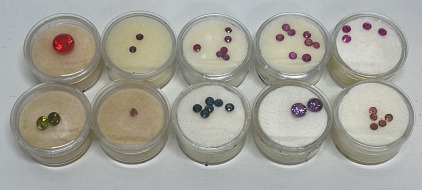 (38) Total Round Cut And Faceted Gemstones Including Rubies, Spinels, Garnets, Peridot +, Sizes 8.5mm To 3mm