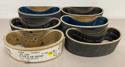 (47) 2-1/2” x 18-15/16” Sanding Belts For Rock Polishing. Grits Are 600, 400, 100, 80