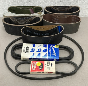 (30) 2-1/2” x 18-15/16” Sanding Belts For Rock Polishing. Grits Are 1000, 800, 220, 100, 80 And (4) Drive Belts