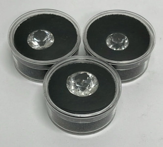 (3) Cubic Zirconia Cut And Faceted Gemstones Sizes 15.6ct, 12ct. 15ct.