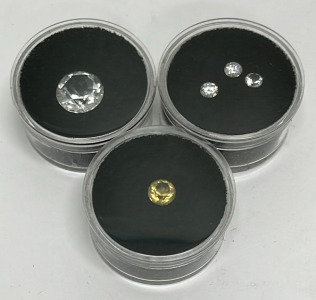 (5) Cubic Zirconia Cut And Faceted Gemstones Sizes 12mm, 7mm, 4.5mm