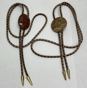 (2) Petrified Wood Agate Bolo Ties