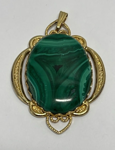 30mm x 40mm Malachite Gold Plated Pendant