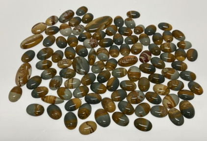 (103) Pieces Of Oval Cut And Polished Owyhee Picture Jasper For Collecting Or Jewelry Making