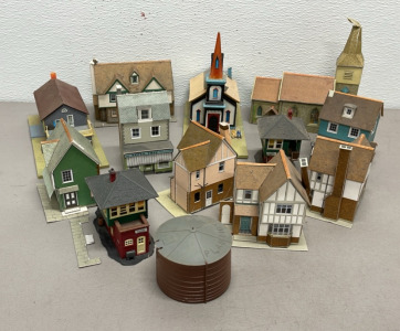 HO Scale Model Train Accessories… Scenery, Residential And Commercial Buildings, Churches, Water Tower+