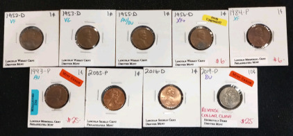 (1) 2019-D Roosevelt Dime Denver Mint (2) Lincoln Memorial Cent Philadelphia Mint 1984-P/1993-P (1) 2016-D Lincoln Shield Cent Denver Mint & More