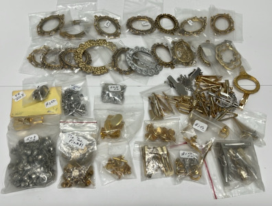 (19) Gold Plated pendant Settings, Tie Tacks, Tie Clips, Tie Chains +