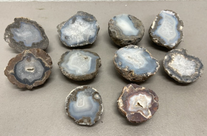 (10) Assorted Geodes W/ Crystals Great For Collectors (See Photos For Types)