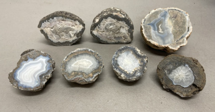 (7) Assorted Geodes W/ Crystals Great For Collectors (See Photos For Types)