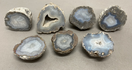 (7) Assorted Geodes W/ Crystals Great For Collectors (See Photos For Types)